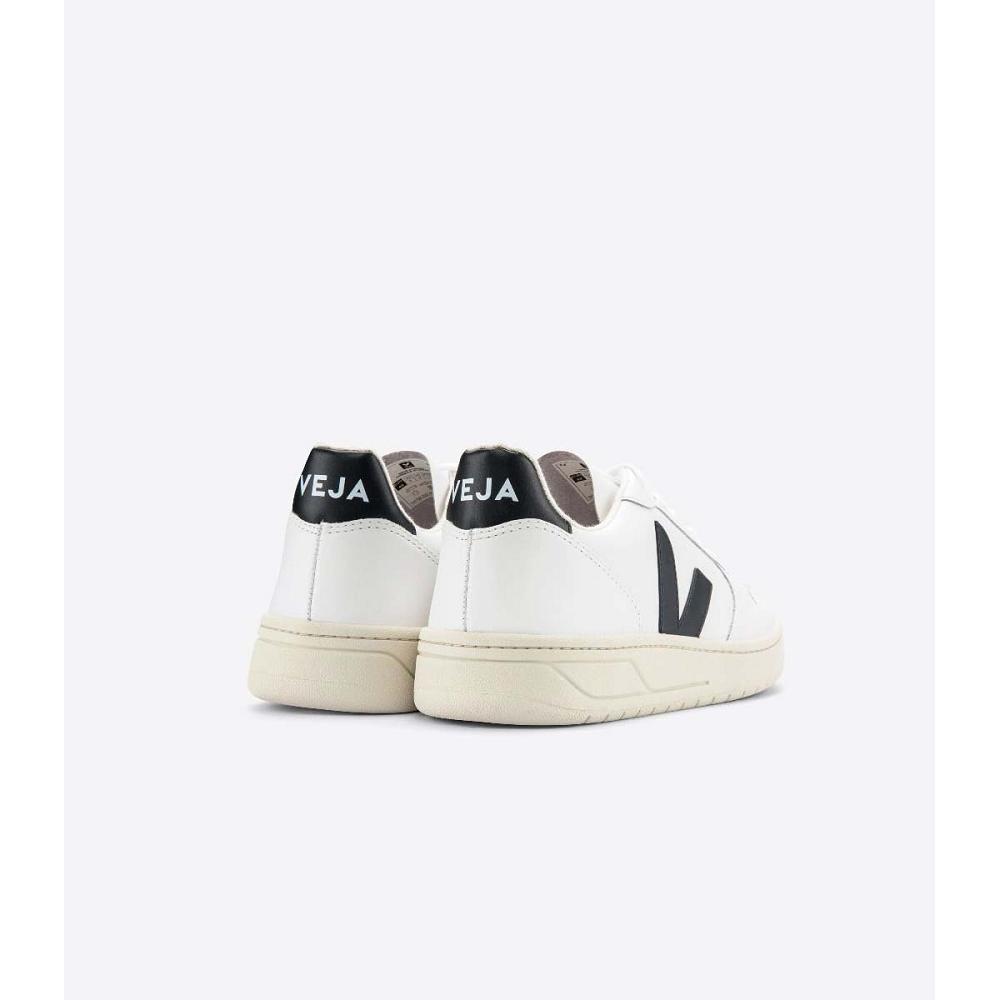 Veja V-10 LEATHER Joggesko Dame White/Black | NO 663MQZ